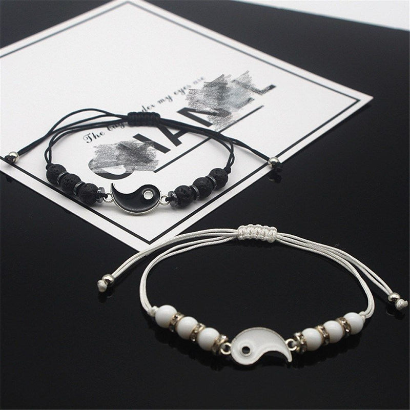 Yin Yang Charm Pendant Yin Yang Charm Wristband Couple Bracele Weaving Rope