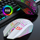X801 8 Keys Honeycomb Wireless Mouse for PC Gamers 1600DPI RGB Rechargeable Mice