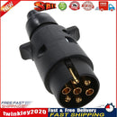 12V 7-Way Round Plastic RV Trailer Plug Connector Plug (Black) Newly