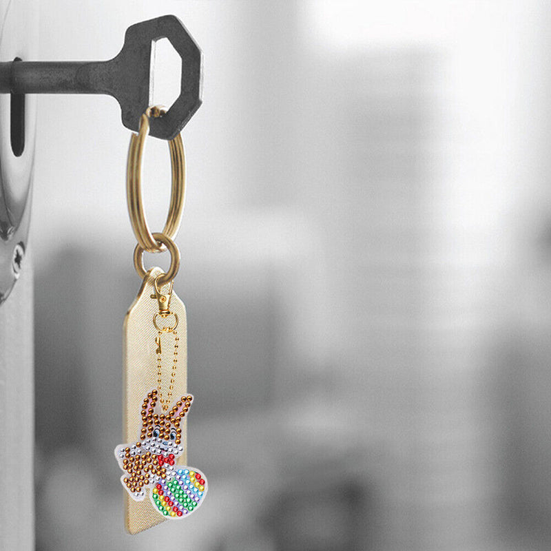 Rabbit Diamond Painting Keychain DIY Crystal Drill Key Ring Pendant (YS020)
