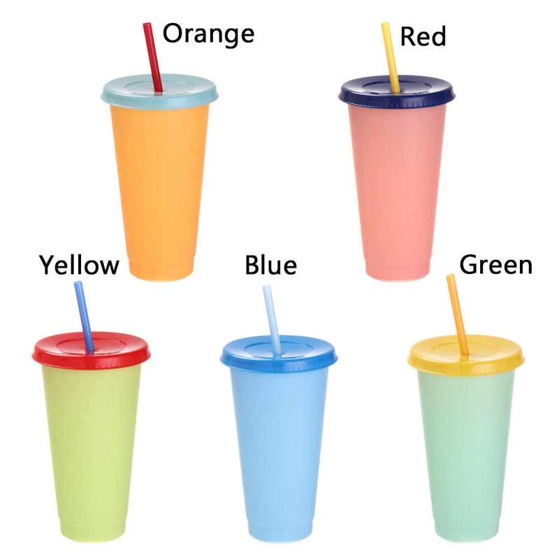 Discoloration Multicolor Temperature Coffee Straw Cup Plastic Cup Drink Ware