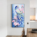 Blue Peacock Oil Paint By Numbers Kits DIY Handpainted on Canvas Wall Unframed