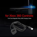 1.8m Dual Magnetic Ring USB Charging Cable for Xbox 360 Controller (Black)