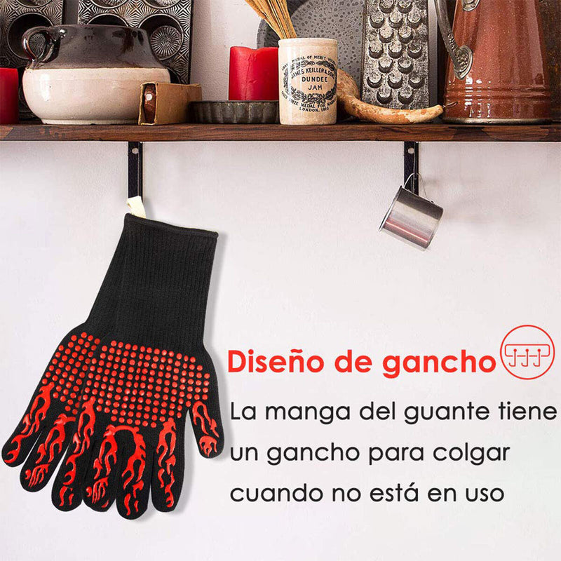 Oven Gloves, Heat Resistant Non-Slip Kitchen Safe Cooking BBQ Gloves (Red)