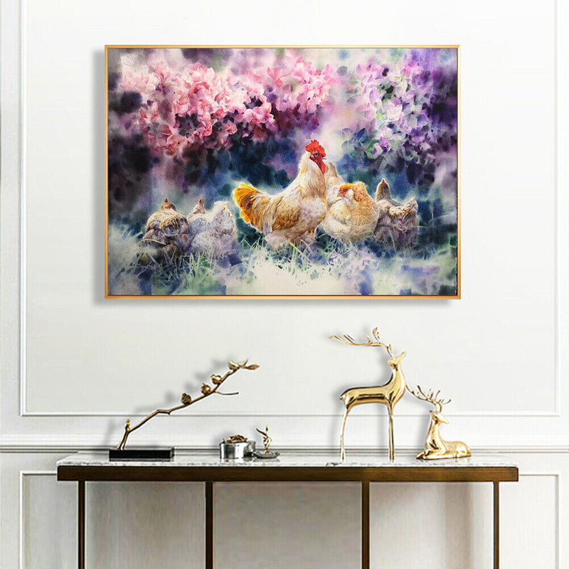Paint by Number Kit Canvas Oil Drawing Chicken Bushes for Handicraft Enthus
