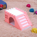 Hamster Staircase Villa Sleeping House Bear Pet Nest Log Cabinet(Pink)