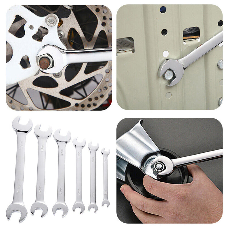 6pcs Wrench Kit Dual Open End Ratchet Combination Repair Spanners Hand Tool Set