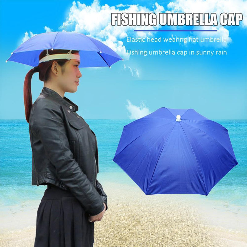 Foldable Adjustable Umbrella Hat Outdoor Fishing Hiking Sunshade Cap (Blue)