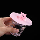 5pcs Silicone Cup Cover Heat-resistant Leak Proof Cartoon (Pink Pig Head)