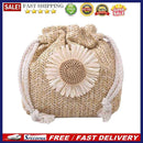 5pcs Women Straw Bucket Flower Drawstring Crossbody Shoulder Bags(Khaki)