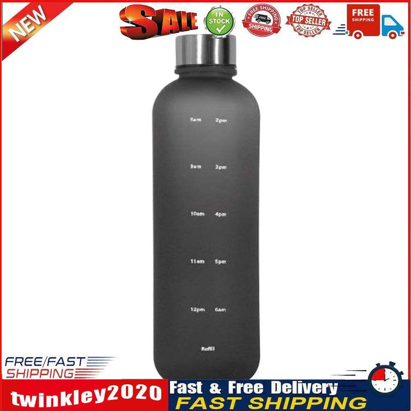 1L Large Capacity Water Bottle Portable Plastic Water Cup (Black Frosted) Newly