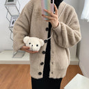 Fashion Plush Shoulder Handbag Cute Bear Shaped Kids Girls Mini Top-handle Purse