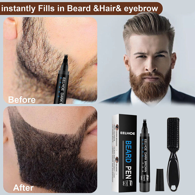 Beard Filler Enhancer Pen Pencil Waterproof Moustache Shaping Coloring Brushe