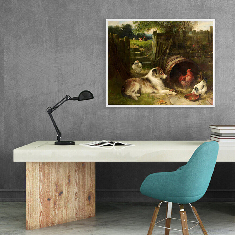 Dog Chicken Oil Paint By Numbers Kit DIY Acrylic Painting on Canvas (B1487)