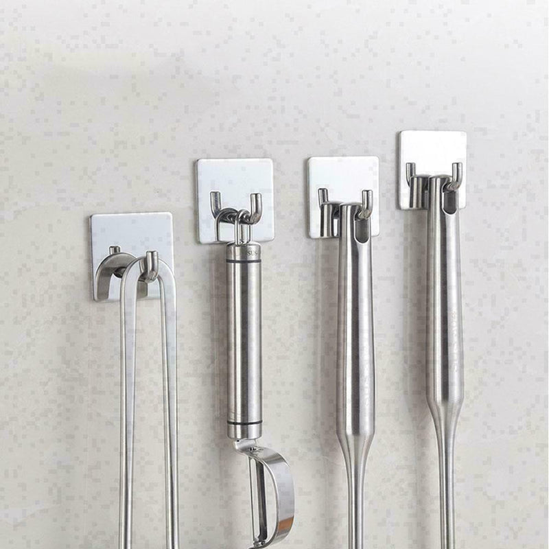 Steel Hooks Hanger Self-Adhesive Robe Towel For Kitchen Bathroom CA D6E6