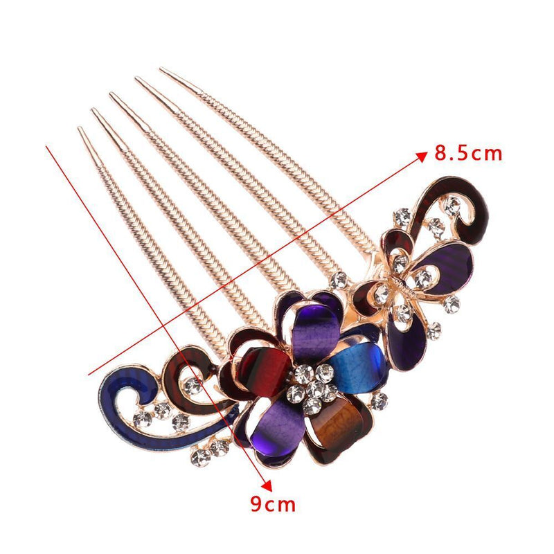 Elegant Bride Hair Jewelry Hairpin Shiny Rhinestone Inlaid Flower Hair Comb