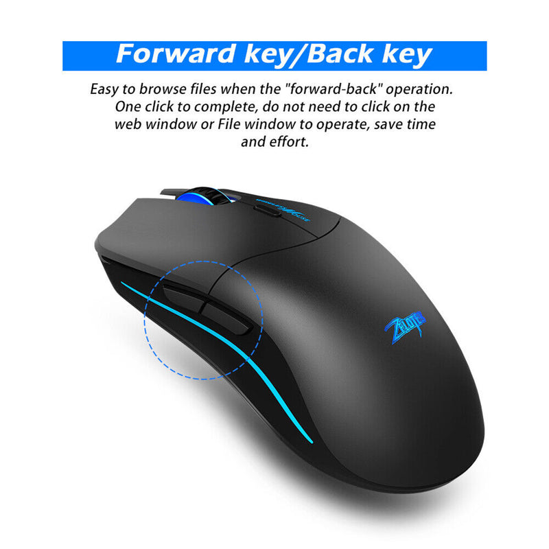 ZELOTES F-22 2.4GHz Wireless Mouse Gaming 6 Keys Optical Mice for PC Laptop