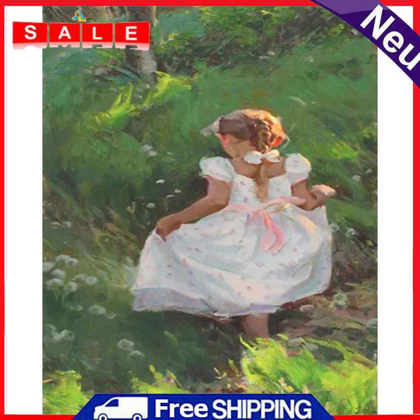 Painting By Numbers Acrylic Hand Painted Little Girl Digital Picture Art Decor