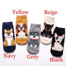 Casual Women Funny Art Cotton Ankle Socks Short Hosiery Cartoon Dog Pattern
