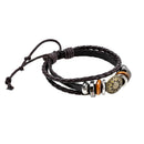 Unisex Retro Handmade Totem PU Leather Ornament Bracelet Gift for Lovers(2)