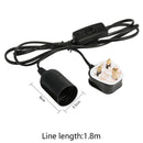 E27 Lamp Base w/ Switch LED Bulb Suspension Lamp Socket Holder (UK Black)