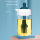 Oil Bottle with Brush Kitchen Oil Dispenser for BBQ Baking Cooking (Green)