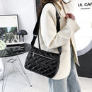 Women Fashion Nylon Embroidery Thread Crossbody Bag Winter Solid Color Handbag