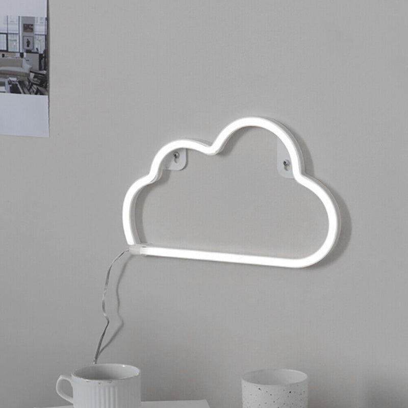 Cartoon Cloud Neon Light USB Battery Operated Hanging Lamp (White Light)