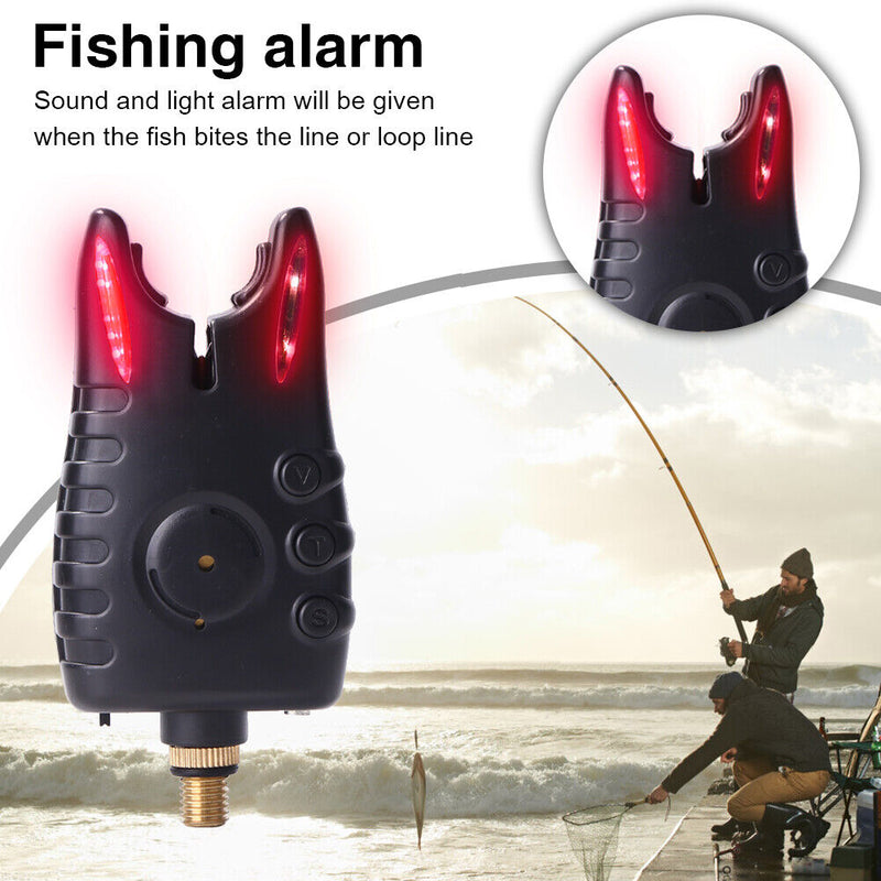 LED Fishing Bite Alarm Adjustable Tone Volume Carp Fishing Tackle (Red) Newly