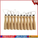 10 Pcs Wood Pottery Clay Sculpture Loop Tool with Stainless Steel Flat Wire