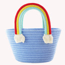 Cute Rainbow Cloud Mini Handbag Cotton Rope Female Seaside Beach Small Basket