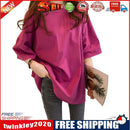 Summer Half Sleeve Long T-shirt Candy Color Loose Women Tops (Rose Red L)