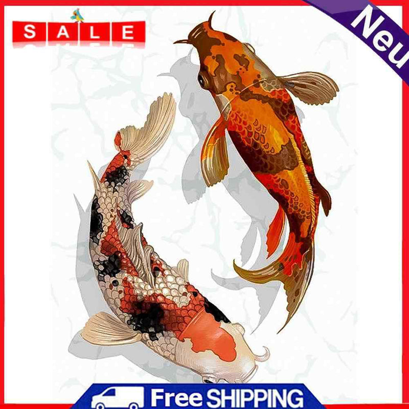 Koi 5D DIY Full Round Drill Diamond Painting Rhinestones Mosaic Handwork 30x40cm