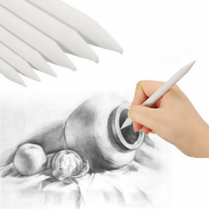 6Pcs White Pastel Charcoal Blender Stump Tortillon Drawing Pen Sketch J9G5