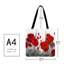 Little safflower Printed Shoulder Shopping Bag Casual Large Tote Handbag