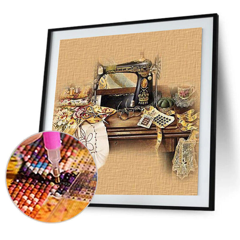 5D Diamond Painting Retro Sewing Machine Full Round Drill DIY Rhinestone