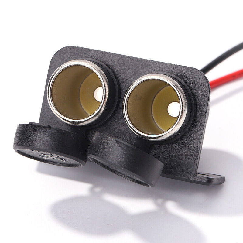 Car Cigarette Lighter Socket 12V Waterproof Dual Power Outlet with Wire