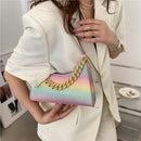 Fashion Sequin Shoulder Underarm Bags Leather Women Thick Chain Handbags Purse