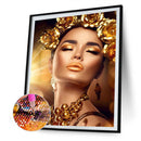 5D DIY Golden Lady Full Round Diamond Painting Mosaic Picture Wall Rhinesto