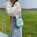 Fashion Women Hit Color Canvas Cartoon Printing Mini Flap Crossbody Shoulder Bag
