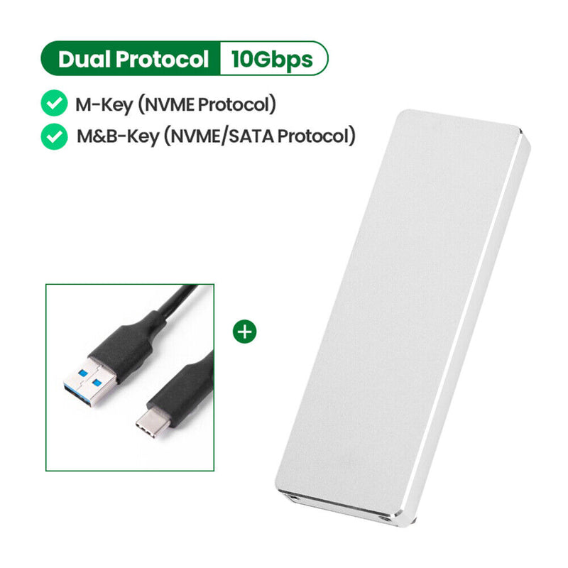 Dual Protocol M2 SSD Case 10Gbps Hard Drive Enclosure Disk Box M.2 to USB 3