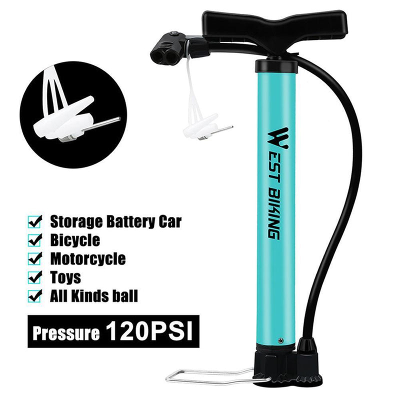 WEST BIKING Bicycle Tire Inflator 120PSI Steel MTB Bike Air Pump for Basketball