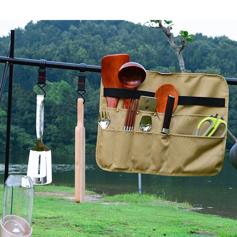 Outdoor Camping Picnic Storage Bag BBQ Tableware Hanging Organizer (Square)