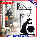Holiday Decor Black Witch Sign Metal Witch Wall Silhouette for Garden Patio Door