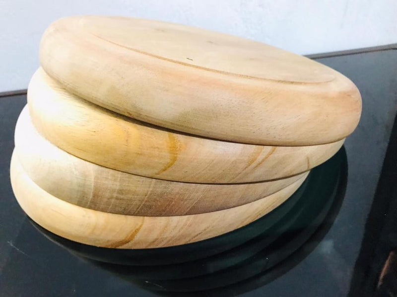 Wooden Round Dinner Plate Food Desert Tableware Serving Tray Snack Holder