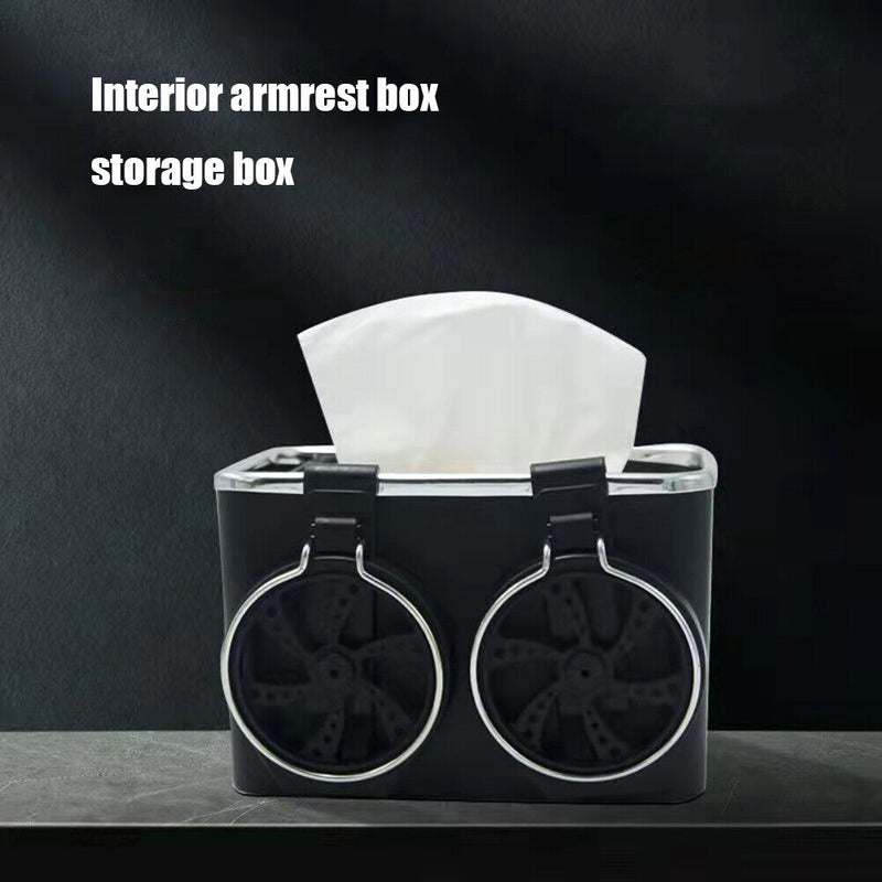 Car Tissue Storage Box Phone Drinks Cups Tray Holder Foldable Drawer Organizer
