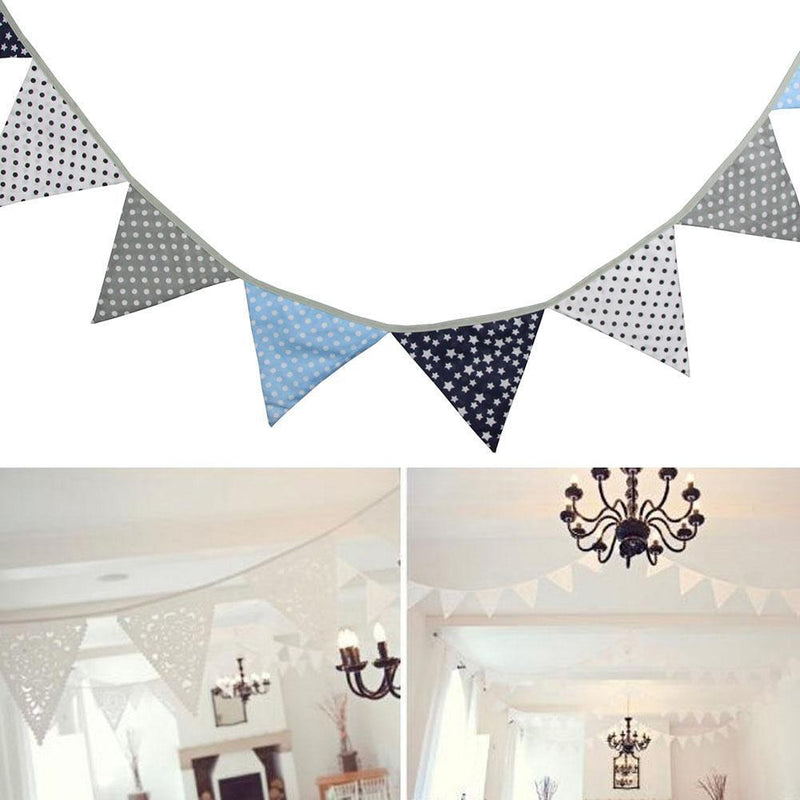 12 Flags 3.2m Dots Print Pennant Flag Bunting Wedding Festival Decor Banner