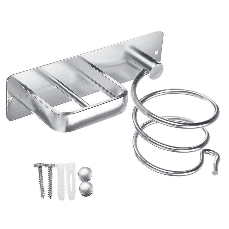 Wall Mounted Hair Dryer Storage Rack Bathroom Drier Blower Stand Hanger Holder
