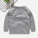 Kids Boys Long Sleeve Cartoon Letter Print T-Shirts Clothes (Grey 90cm)