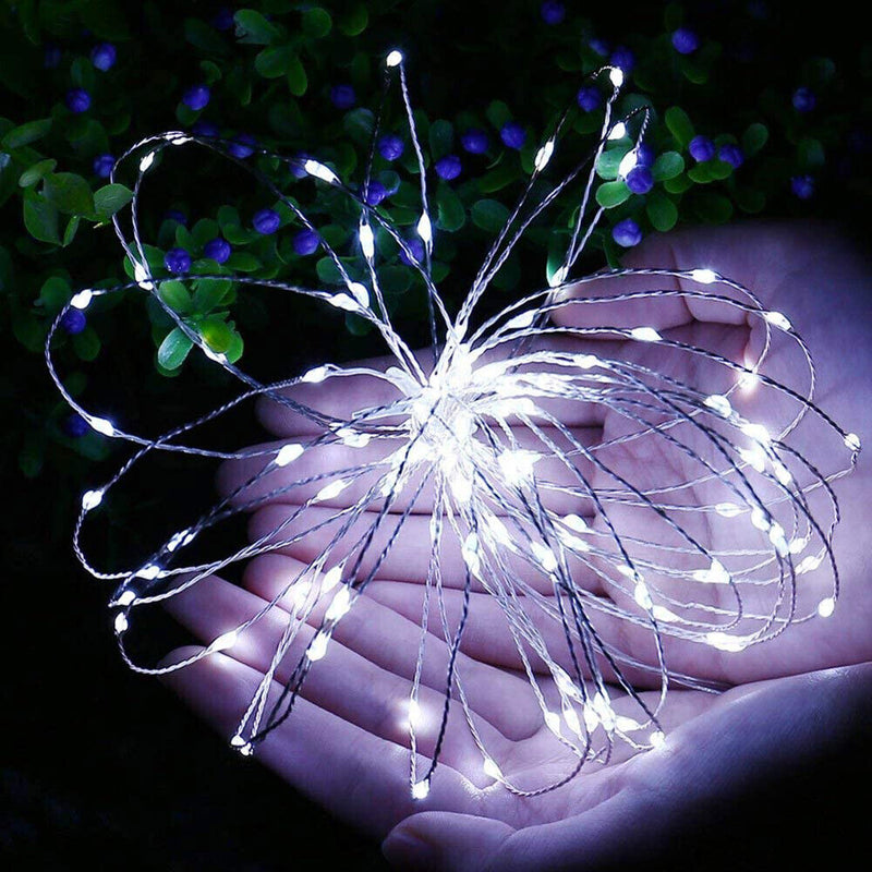 Solar String Lights Waterproof Copper Wire Fairy Lamp (Cold White 200LED) Newly